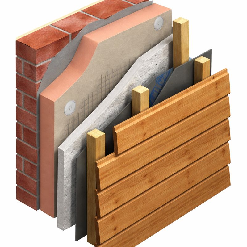 Illustration d’un système d’isolation extérieure améliorant la performance thermique d’un mur.